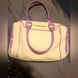 Victoria's Secret canvas & patten leather handbag. Excellent like new condition